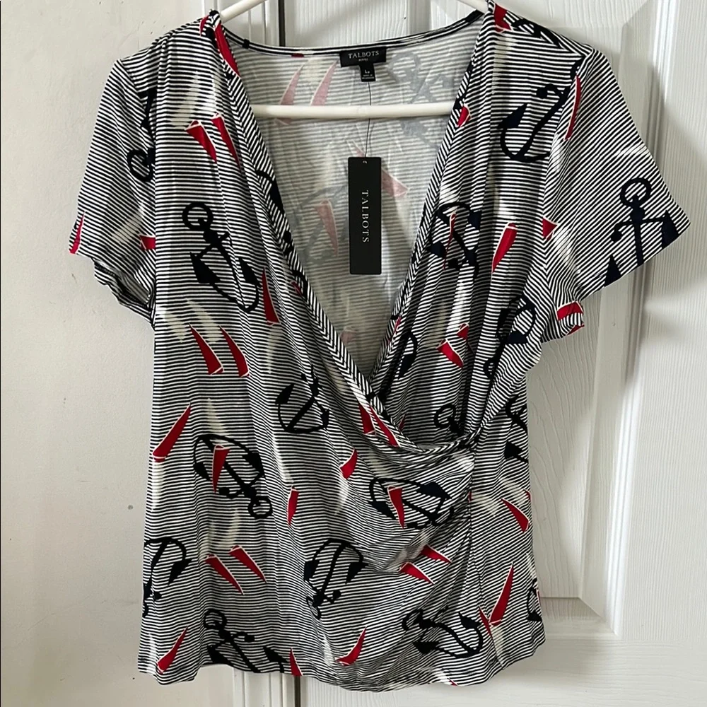 Talbots Petites Nautical Wrap Top - Picture 1 of 7
